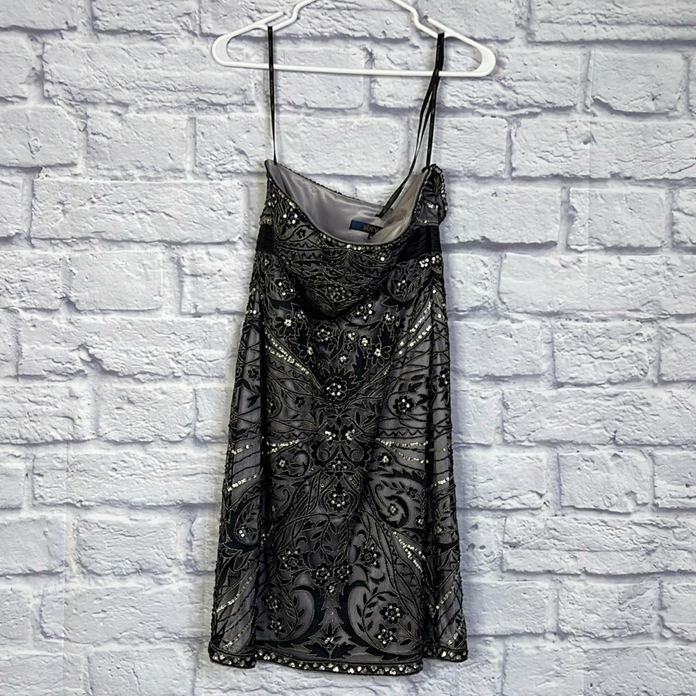 Sue Wong strapless BLACK/ PLATINUM Embroidered  beaded Cocktail evening prom - Picture 4 of 12